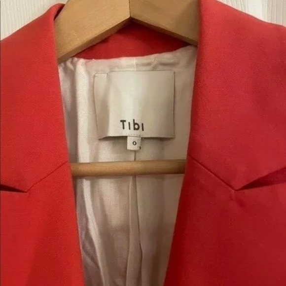 Tibi / tropical wool Steward Double Breasted Red Blazer raspberry 0 XS - Picture 7 of 8